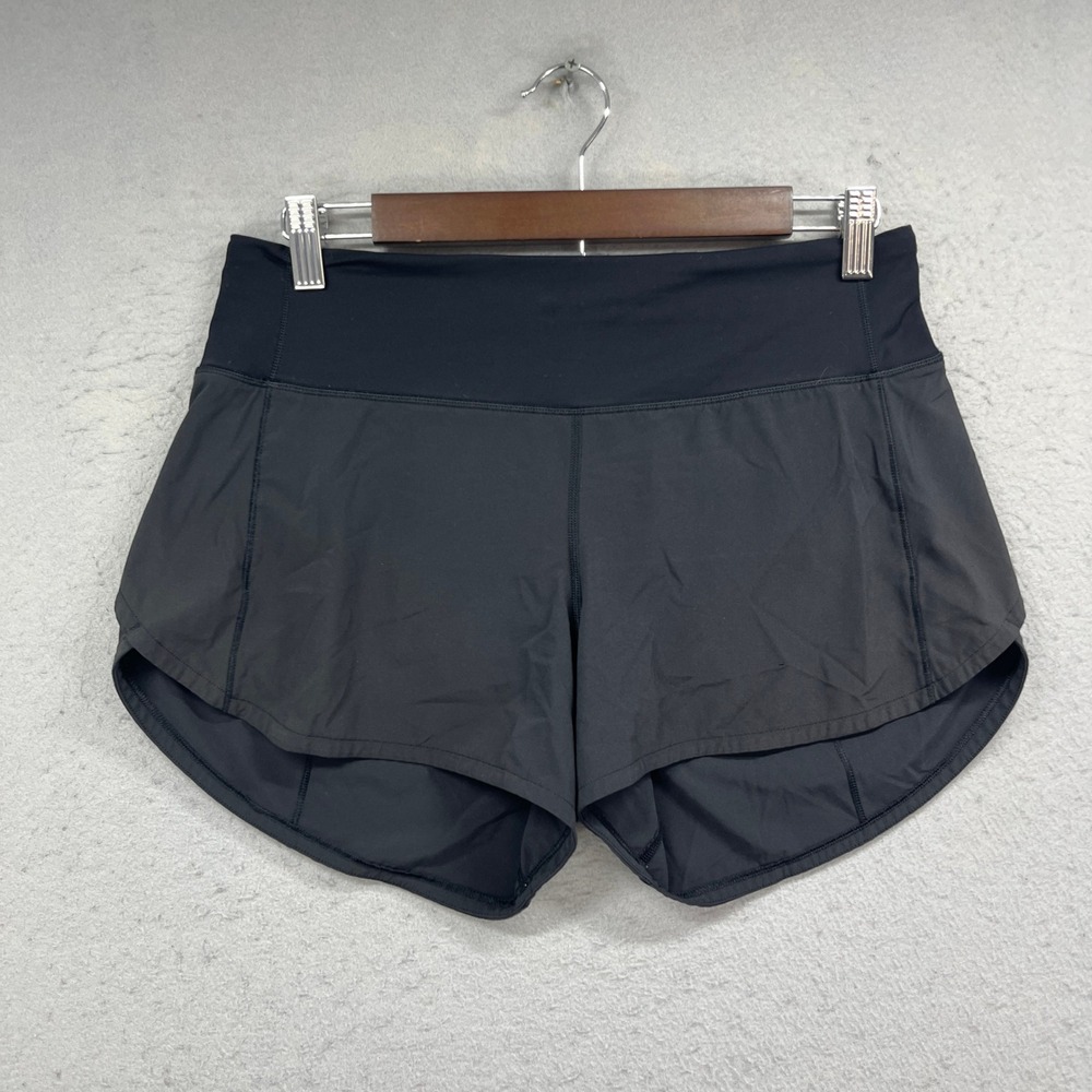 Lululemon Speed Up Short Women 6 Black Mid Rise Running Activewear Gym Workout